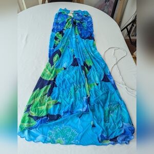 Speedo Blue & Green Floral Swim Sarong Cover-Up